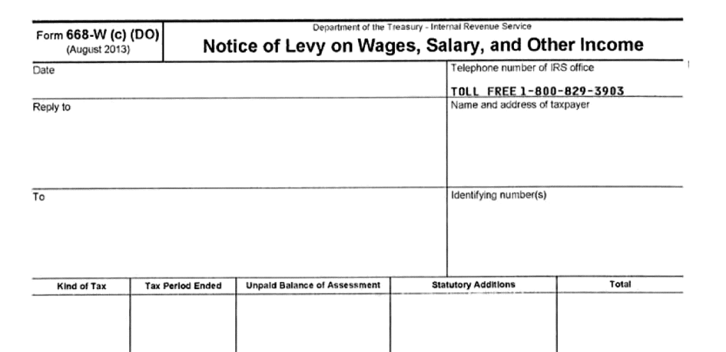Form 668-W - Tax Problems and Solutions Handbook